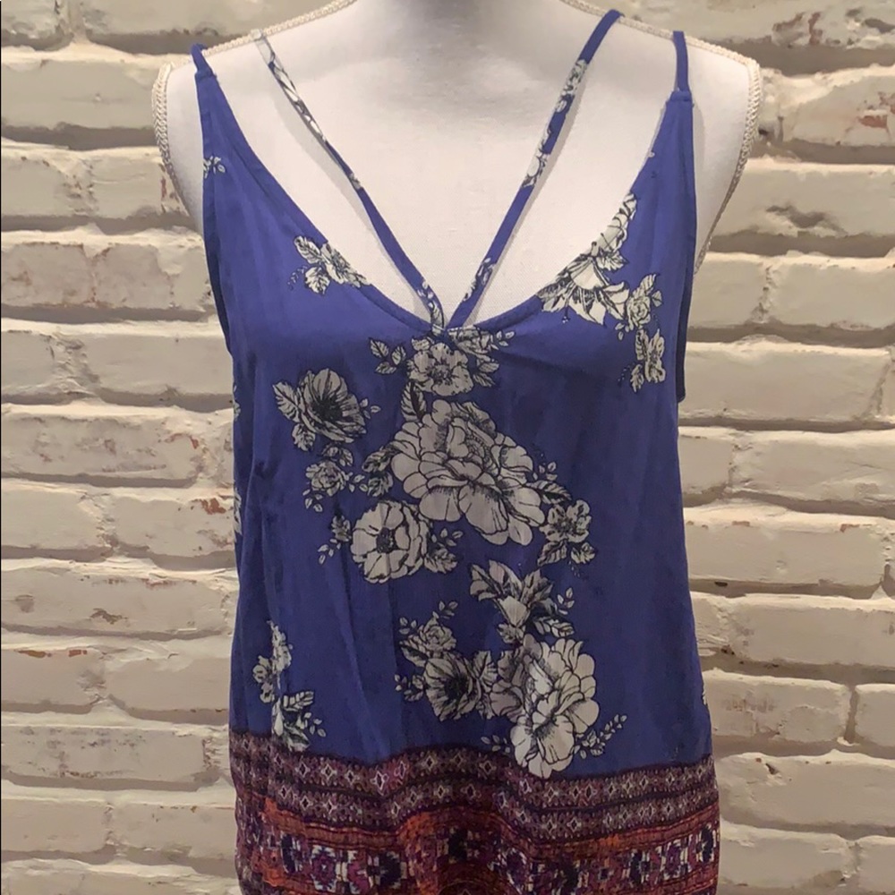 The blue with white flower tank top